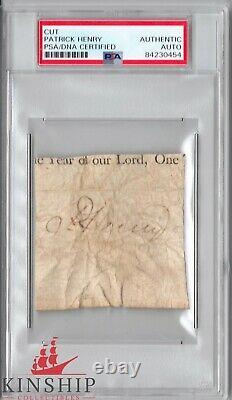 Patrick Henry signed cut PSA DNA Slabbed Auto Founding Father d. 1799 Rare C531