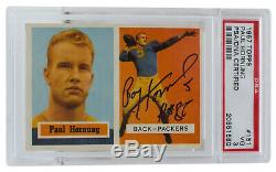Paul Hornung Signed 1957 #151 Topps Packers Rookie Card Slabbed HOF PSA/DNA VG 3