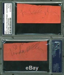 Paul McCartney & Linda McCartney The Beatles Signed 1.5x3.75 Cut PSA/DNA Slabbed