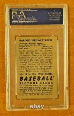 Pee Wee Reese Signed 1952 Bowman PSA/DNA Slabbed Card