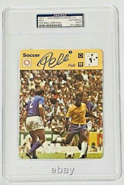 Pele Autographed 1977-79 Sportscaster 5 x 6 1/4 Oversize Card PSA DNA Slabbed