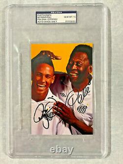 Pele and Neymar Dual Autographed 4x6 Photo Signed PSA/DNA Slabbed Graded 10 Mint