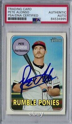 Pete Alonso Signed 2018 Topps Heritage Minor League Card Psa/dna Slabbed Auto