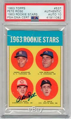 Pete Rose signed 1963 Topps rookie card #537 PSA/DNA Slab auto grade 10