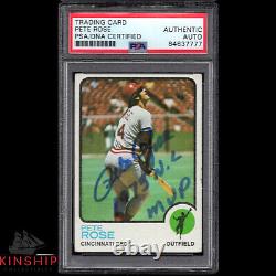 Pete Rose signed 1973 Topps Card PSA DNA Slabbed Inscribed Auto Reds MVP C1037