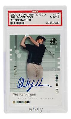 Phil Mickelson Signed Slabbed 2002 SP Authentic Golf Card #110 PSA/DNA Mint 9
