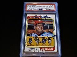 Phillies Manager 1974 Topps #119 Autographed by all 5 Ozark ++ Auto PSA/DNA Rare