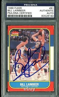 Pistons Bill Laimbeer Authentic Signed 1986 Fleer #61 Auto Card PSA/DNA Slab 2