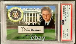 President Bill Clinton Signed Autographed Custom Cut Card Psa/dna Slab