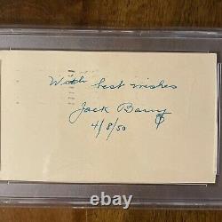 RARE MLB Jack Barry PSA/DNA Autograph 3X5 Post Card Died 1961 Slabbed PSA