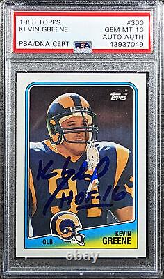 Rams Kevin Greene Signed 1988 Topps #300 Rookie Card Auto 10! PSA/DNA Slabbed