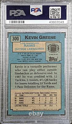 Rams Kevin Greene Signed 1988 Topps #300 Rookie Card Auto 10! PSA/DNA Slabbed