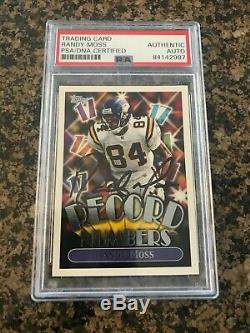 Randy Moss 1999 Topps Record Numbers Signed Auto Card PSA DNA Slab Vikings