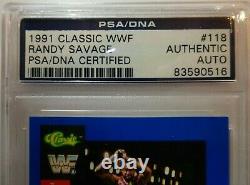 Randy Savage PSA/DNA Slabbed 1991 Classic WWF #118 Signed Autographed Auto Card
