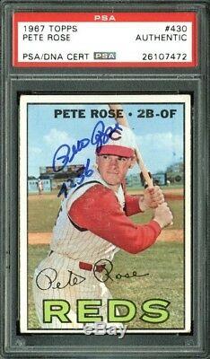 Reds Pete Rose 4256 Authentic Signed Card 1967 Topps #430 PSA/DNA Slabbed