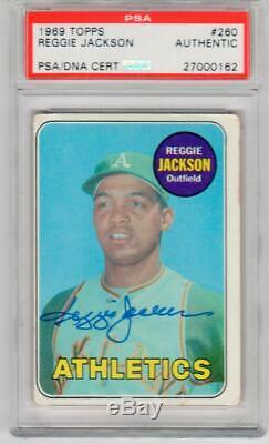 Reggie Jackson signed 1969 Topps rookie card #260 PSA/DNA Slab autographed