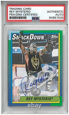 Rey Mysterio Signed Autograph Slabbed Wwe 2021 Topps Heritage Card Psa Dna