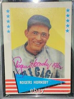 Rogers Hornsby signed 1961 Fleer Trading Card #43 PSA DNA Slabbed Auto HOF C715