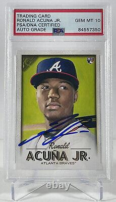 Ronald Acuna Signed 2018 Topps Gallery #140 Rookie Gem 10 Auto Psa/dna Slabbed
