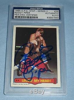 Rowdy Roddy Piper Signed 1985 Topps O-Pee-Chee WWF Card 25 PSA/DNA Slab Auto WWE