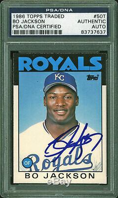Royals Bo Jackson Signed 1986 Topps Traded #50T Rookie Card PSA/DNA Slabbed