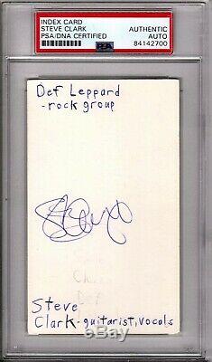 STEVE CLARK Def Leppard Signed Autographed 3x5 Index Card PSA/DNA SLABBED