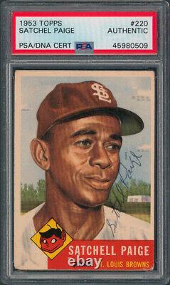 Satchel Paige Authentic Signed 1953 Topps #220 Card Autographed PSA/DNA Slabbed