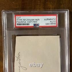 Stan Baumgartner Vintage Multi Signed Autographed 3x5 Index Card PSA/DNA Slabbed