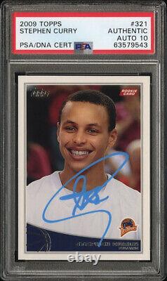 Stephen Curry Signed 2009 Topps Rookie Card #321 Psa/Dna Slab GEM MT 10 AUTO