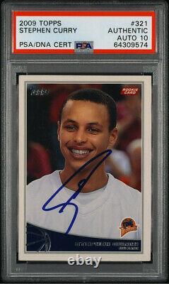 Stephen Curry Signed 2009 Topps Rookie Card #321 Psa/Dna Slab GEM MT 10 AUTO Gsw