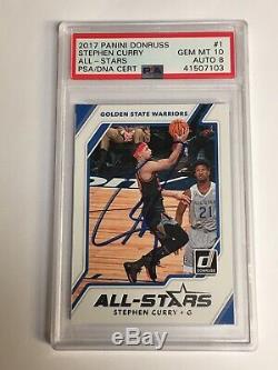 Stephen Curry Signed Autograph PSA DNA Slabbed Card 2017 Panini Donruss AS #1