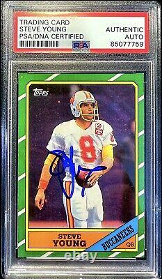 Steve Young Signed 1986 Topps Rookie Card #374 PSA/DNA Slab