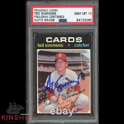 Ted Simmons signed 1971 Topps Rookie Card PSA DNA Slabbed Auto Cardinals C1201