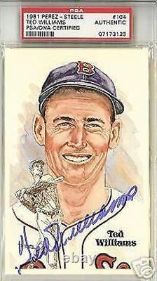 Ted Williams Psa/dna Slabbed Autographed Limited Edition Perez Steele Card