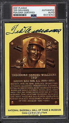 Ted Williams Yellow HOF Plaque Postcard Signed Auto PSA DNA Slabbed re ID310559