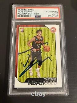 Trae Young Signed 2018-19 Panini Hoops Autograph RC Card PSA DNA Slab ATL Hawks