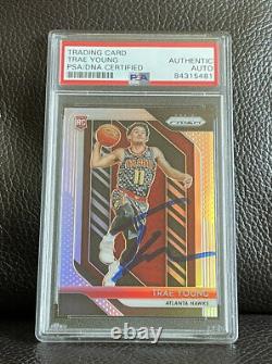 Trae Young Signed 2018 Panini SILVER Prizm Rookie Card #78 Psa/Dna Slabbed