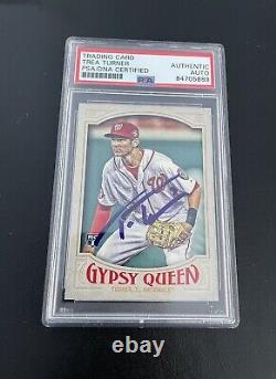 Trea Turner Signed Card Rookie Gypsy Queen PSA DNA Slab Phillies Nationals Auto