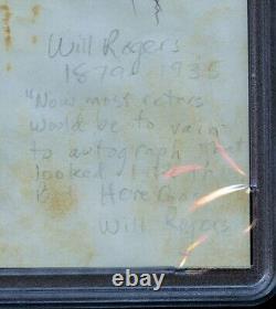 Will Rogers signed autograph auto 6x8 Photo Actor & Social Commentator PSA Slab