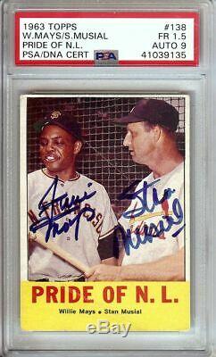 Willie Mays Stan Musial 1963 Topps Dual Signed Auto PSA/DNA Slabbed #138