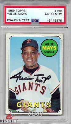 Willie Mays signed 1969 Topps Trading Card PSA DNA Slabbed Auto Giants HOF C448