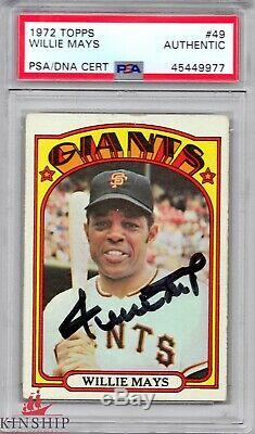 Willie Mays signed 1972 Topps Trading Card PSA DNA Slabbed Auto Giants HOF C456