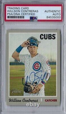 Willson Contreras Signed 2019 Topps Heritage Card #492 Psa/dna Auto Slabbed Cubs