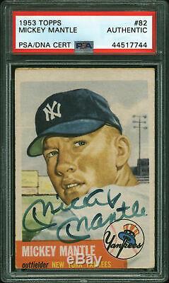 Yankees Mickey Mantle Authentic Signed 1953 Topps #82 Auto Card PSA/DNA Slabbed