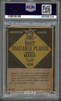 Yankees Roger Maris Authentic Signed 1961 Topps #478 Auto Card PSA/DNA Slabbed